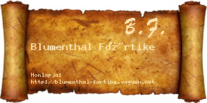Blumenthal Fürtike névjegykártya